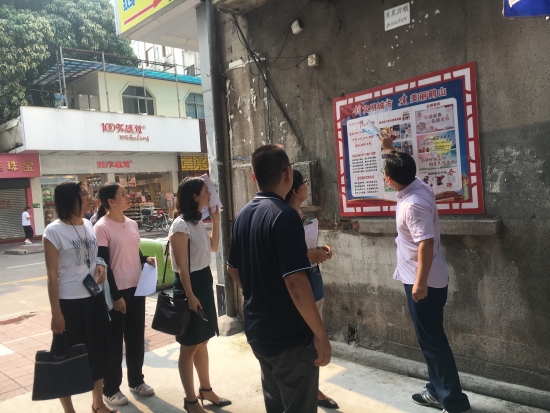 已处理1566817127828市府办主任黄日华及市创文办相关人员到义学社区实地查看创文宣传专栏，对标创文宣传氛围项目，查漏补缺。.jpg