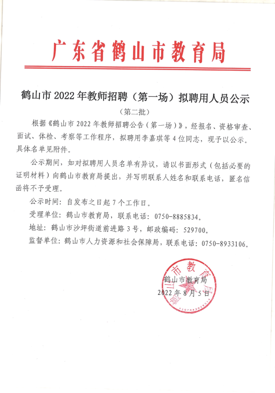 已处理1659705658682广东省鹤山市2022年教师招聘（第一场）拟聘用人员公示（第二批）4人）_00.png